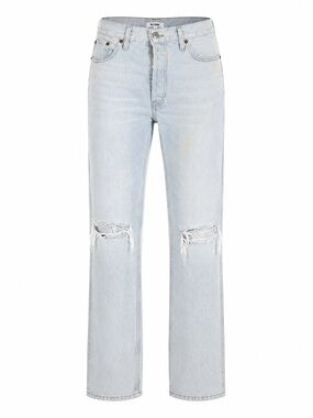RE/DONE 90s High Rise Straight Jeans Light Wash 28 Distressed Premium Denim